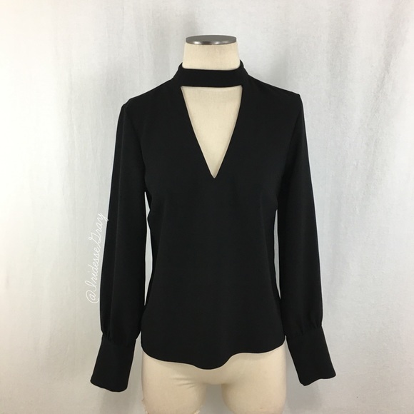Zara Tops - Zara- Black LS Choker Blouse Size Small